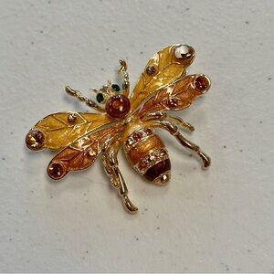 NWOT - Elegant Gold and Brown Bee Brooch
